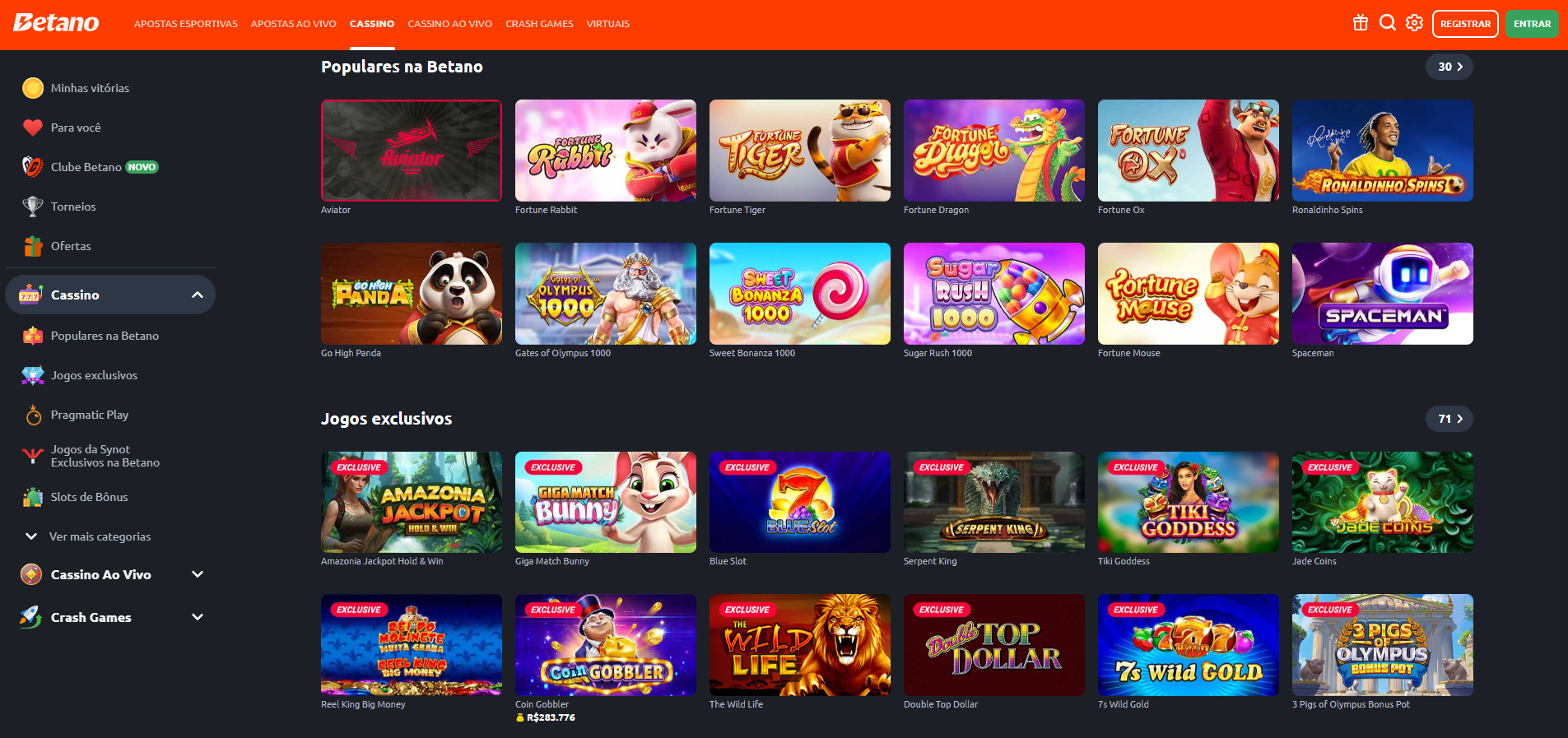 Fortune Tiger no Cassino Betano